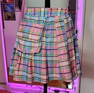 Plaid utility skirt